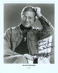 3r044 WILLIAM CHRISTOPHER signed REPRO 8x10 still '80s portrait as Father Mulcahy from MASH!