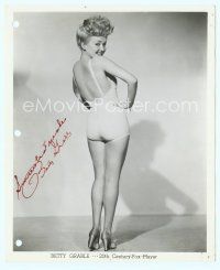 3s054 BETTY GRABLE 8.25x10 still '40s most famous legs pinup image, with secretarial signature!