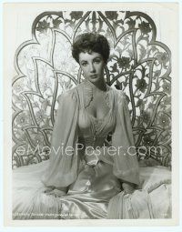 3s125 ELIZABETH TAYLOR 8x10 still '50s close up kneeling on bed in sexiest neglegee!