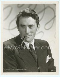 3s180 GREGORY PECK 8x10 still '40s great close portrait with pipe in his mouth!