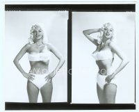 3s242 JAYNE MANSFIELD 8x10 still '50s sexy split portrait wearing only fur bikini by Keith Bernard!