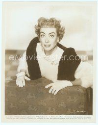 3s268 JOAN CRAWFORD 8x10 still '58 close up of the aging actress wearing fur boa!