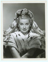 3s313 LUCILLE BALL 8x10 still '40s great seated close up wearing cool fur outfit!