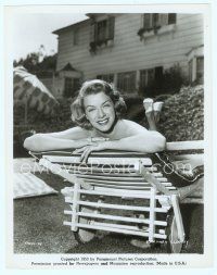 3s414 ROSEMARY CLOONEY 8x10 still '53 sexy smiling portrait laying on chair while sun tanning!
