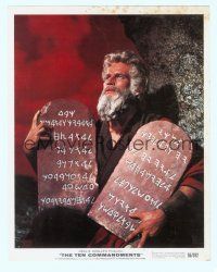 3s077 CHARLTON HESTON color 8x10 still '56 in full costume holding tablets from Ten Commandments!