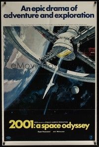 3t007 2001: A SPACE ODYSSEY 70mm style A 1sh '68 Stanley Kubrick, art of space wheel by Bob McCall!