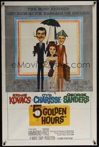 3t012 5 GOLDEN HOURS 1sh '61 wacky art of Ernie Kovacs, Cyd Charisse & George Sanders!