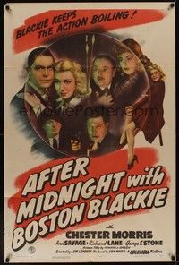 3t021 AFTER MIDNIGHT WITH BOSTON BLACKIE 1sh '43 detective Chester Morris keeps the action boiling