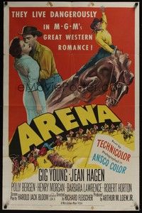 3t039 ARENA 1sh '53 2-D, Gig Young, Jean Hagen, Polly Bergen, they live dangerously!
