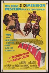 3t040 ARENA 1sh '53 3-D, Gig Young, Jean Hagen, Polly Bergen, great outdoor romance!