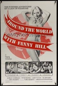 3t042 AROUND THE WORLD WITH FANNY HILL 1sh '74 sexy Shirley Corrigan, a lady of pleasure!