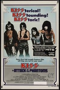 3t046 ATTACK OF THE PHANTOMS 1sh '78 cool portrait of KISS, Criss, Frehley, Simmons, Stanley
