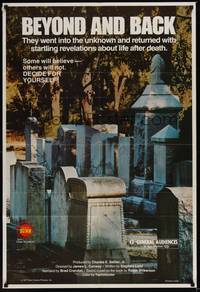 3t071 BEYOND & BACK 1sh '77 documentary of near death experiences, spooky graveyard image!