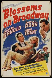 3t096 BLOSSOMS ON BROADWAY style A 1sh '37 Edward Arnold, Shirley Ross, John Trent, musical!