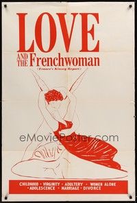 3t586 LOVE & THE FRENCHWOMAN Canadian 1sh '62 Jacqueline Porel, sexy artwork!
