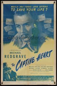 3t144 CAPTIVE HEART 1sh '47 Michael Redgrave, would you forge love letters to save your life?