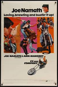 3t134 C.C. & COMPANY 1sh '70 great images of Joe Namath on motorcycle, biker gang!