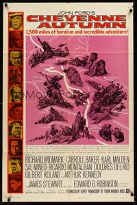 3t166 CHEYENNE AUTUMN 1sh '64 John Ford directed, artwork of soldiers fighting Native Americans!