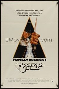 3t181 CLOCKWORK ORANGE int'l 1sh '72 Stanley Kubrick classic, Philip Castle art of Malcolm McDowell