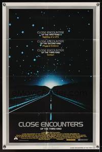 3t182 CLOSE ENCOUNTERS OF THE THIRD KIND silver border 1sh '77 Steven Spielberg sci-fi classic!