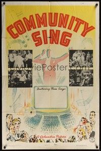 3t189 COMMUNITY SING 1sh '38 Columbia stock, great images of singers!