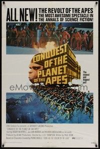 3t194 CONQUEST OF THE PLANET OF THE APES style B 1sh '72 Roddy McDowall, the revolt of the apes!