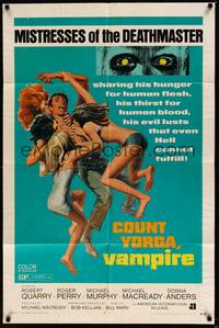 3t195 COUNT YORGA VAMPIRE 1sh '70 AIP, artwork of the mistresses of the deathmaster feeding!