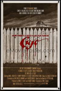 3t210 CUJO 1sh '83 Stephen King, artwork of bloody fence & house by Robert Tanenbaum!