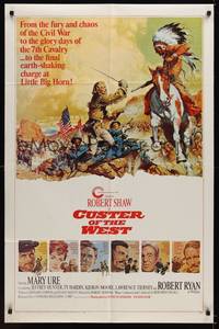 3t211 CUSTER OF THE WEST style A 1sh '68 Robert Shaw vs Indians at the Battle of Little Big Horn!