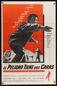 3t213 DANGER HAS TWO FACES Spanish/U.S. 1sh '67 Robert Lansing, spy that stole another man's face!