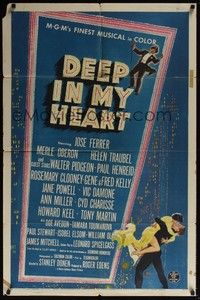 3t230 DEEP IN MY HEART 1sh '54 MGM's finest all-star musical, cool artwork!