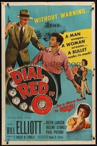 3t238 DIAL RED O 1sh '55 a man escapes, a woman screams, a direct line to MURDER!