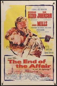 3t272 END OF THE AFFAIR 1sh '55 romantic artwork of Deborah Kerr & Van Johnson!