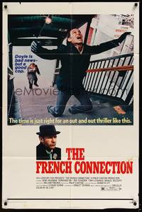 3t324 FRENCH CONNECTION 1sh '71 Gene Hackman in movie chase climax, directed by William Friedkin!