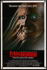 3t328 FROM BEYOND 1sh '86 H.P. Lovecraft, wild sci-fi horror image, humans are such easy prey!