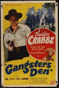 3t334 GANGSTER'S DEN 1sh '45 Buster Crabbe & his horse Falcon, Al 'Fuzzy' St. John!