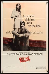 3t340 GETTING STRAIGHT revised 1sh '70 Candice Bergen & Elliott Gould lay it on the line!