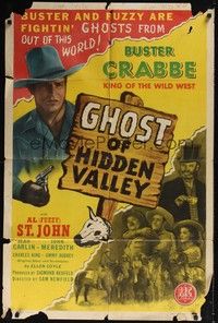 3t341 GHOST OF HIDDEN VALLEY 1sh '46 Buster Crabbe & Fuzzy are fightin' ghosts, out of this world!