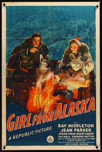 3t347 GIRL FROM ALASKA 1sh '42 Ray Middleton & Jean Parker w/dog in the wild!