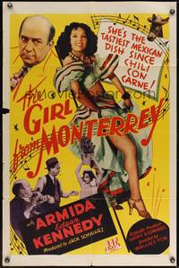 3t349 GIRL FROM MONTERREY 1sh '43 full-length image of sexy Armida, Edgar Kennedy!