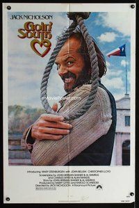 3t371 GOIN' SOUTH 1sh '78 great image of smiling Jack Nicholson by hanging noose in Texas!