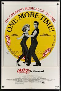 3t390 GREASE 1sh R80 John Travolta & Olivia Newton-John in a most classic musical!