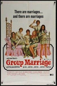 3t403 GROUP MARRIAGE 1sh '72 artwork of cast, the possibilities go on and on!