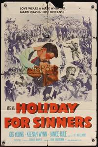 3t436 HOLIDAY FOR SINNERS 1sh '52 Gig Young, Keenan Wynn, Janice Rule, love wears a mask!