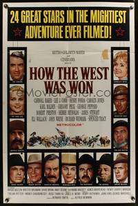 3t445 HOW THE WEST WAS WON 1sh '64 John Ford epic, Debbie Reynolds, Gregory Peck & all-star cast!