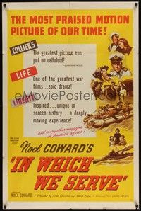 3t457 IN WHICH WE SERVE 1sh '43 directed by Noel Coward & David Lean, English World War II epic!
