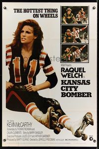 3t493 KANSAS CITY BOMBER 1sh '72 sexy roller derby girl Raquel Welch, the hottest thing on wheels!