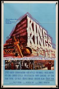3t502 KING OF KINGS style B 1sh '61 Nicholas Ray Biblical epic, Jeffrey Hunter as Jesus!
