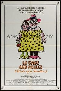 3t513 LA CAGE AUX FOLLES style B 1sh '79 Ugo Tognazzi, great wacky cross-dressing art by Lou Myers!
