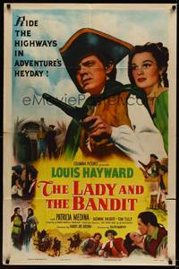 3t516 LADY & THE BANDIT 1sh '51 artwork of Louis Hayward & Patricia Medina!